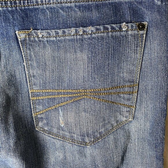 Express Rocco Jeans Mens 31/32 (33/31) Slim Fit Skinny Leg Dark Wash Distressed - Picture 10 of 14